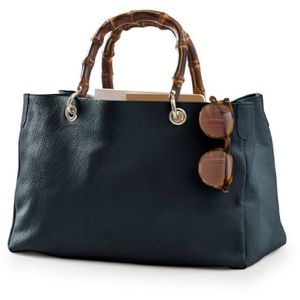Mark and Graham Bamboo Elisabetta Slouch Bag Navy